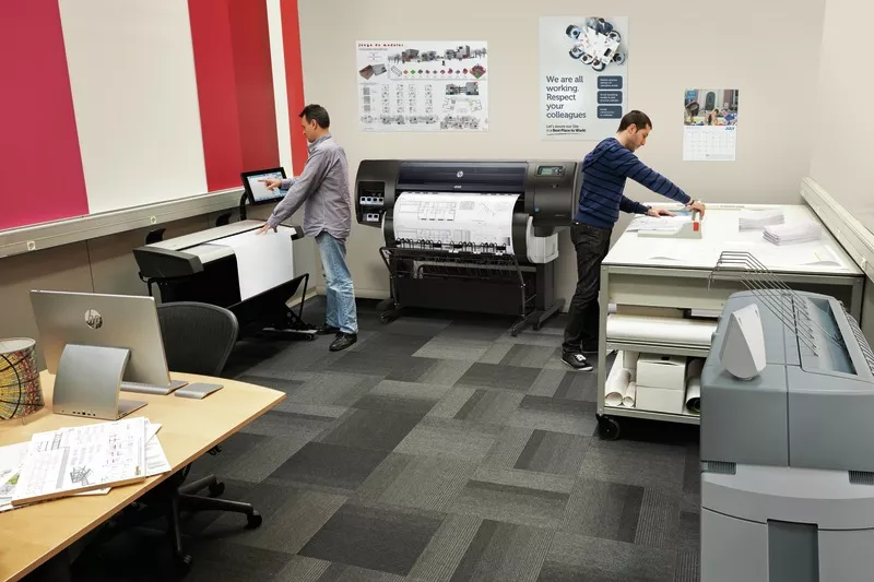 HP Designjet T7200 being used in a reprographics environment 